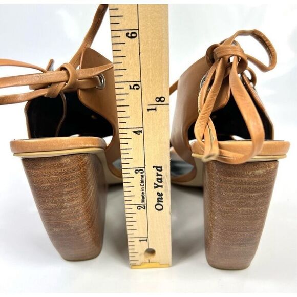 Rebecca Minkoff Leather Criss Cross Curved Wedge Sandals Tan Eden Size 6 - Picture 7 of 8